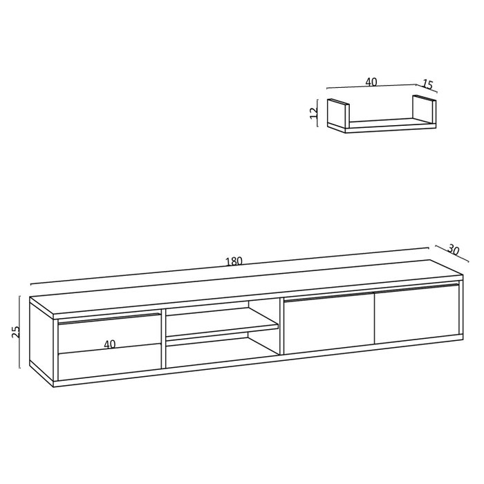 Hanah Home Mueble de TV Heka Roble Zafiro